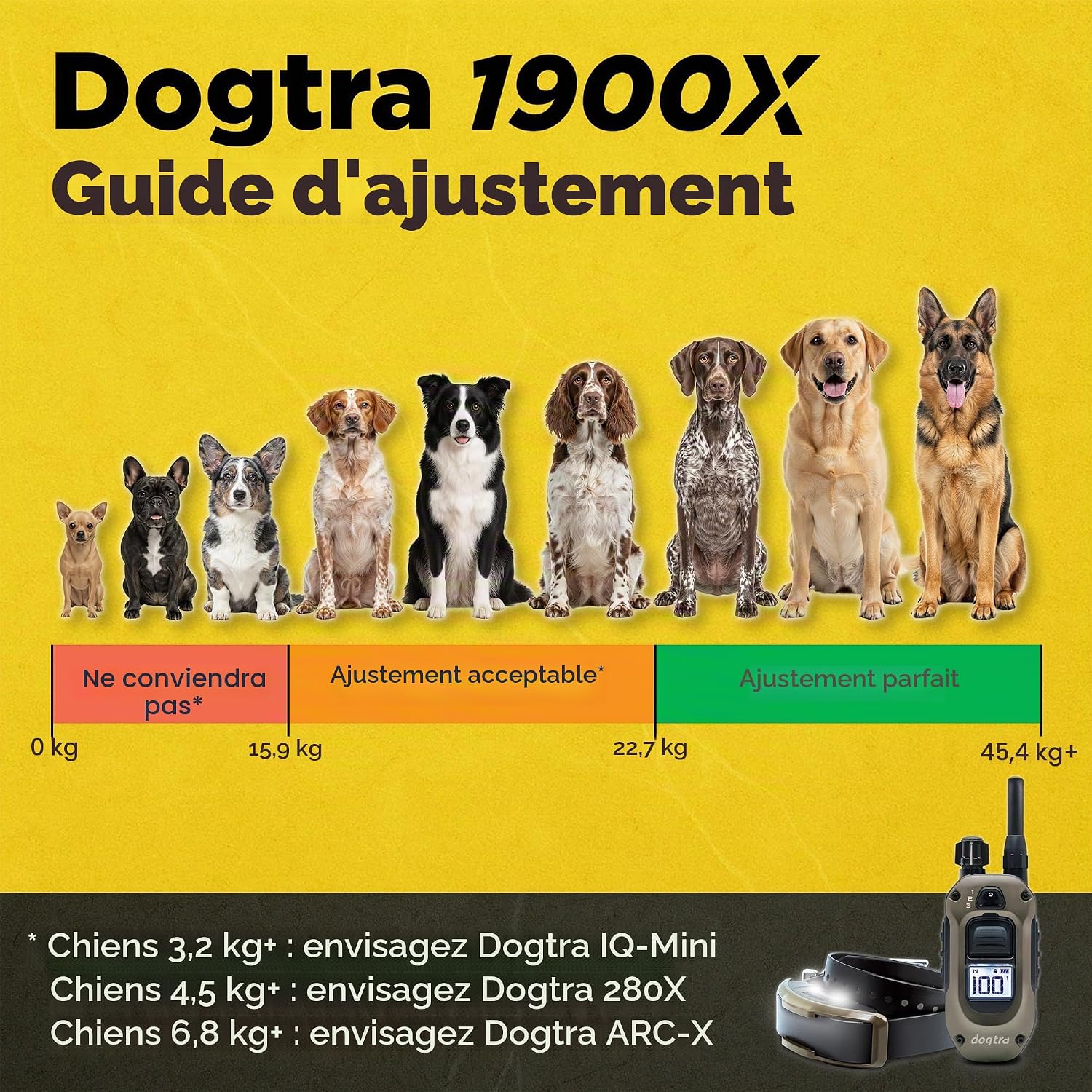 Dogtra 1900X Black Edition E-Collar – 1 Mile, Chiens 45 LB+, IPX9K étanche, 100 Niveaux de Stimulation, Vibration, tonalité, Rechargeable, idéal pour propriétaires de Chiens et dresseurs 1 Dog - 1900X Black Edition