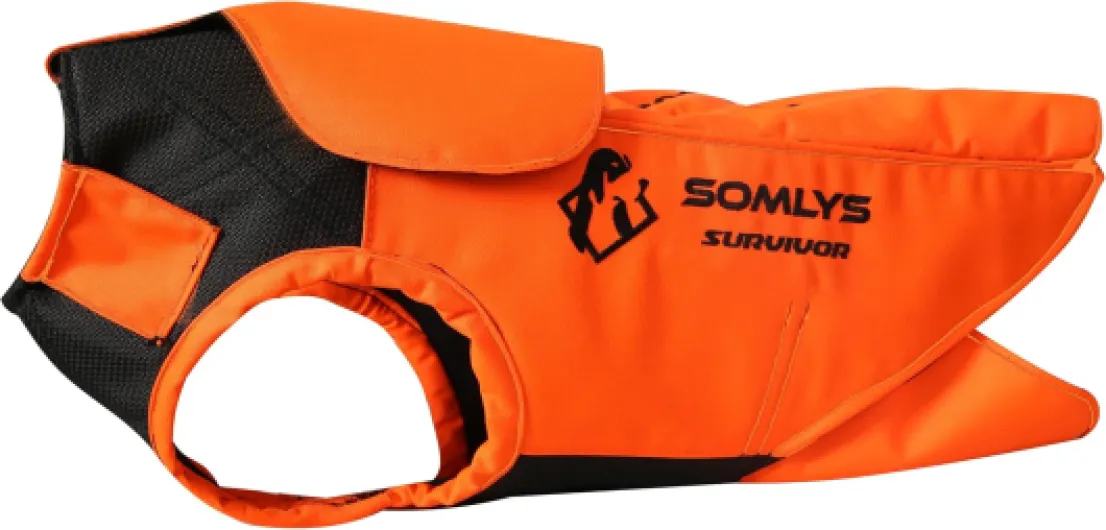 Gilet de Protection pour Chien Survivor, 100% Polyester, Orange, avec Renforts Kevlar®, Tissu Cordura®, Imperméable, Protection Contre Les Défenses de Sanglier - DOGSURV (L)