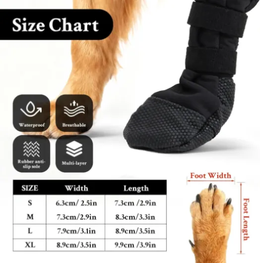 Chaussures pour Chiens Antidérapant, 1 PC Bottes de Protection pour Chien, Chaussette de Protection en Silicone pour Chien, Imperméables Chirurgical Housses de Protection des Blessures pour Chiens M Noir