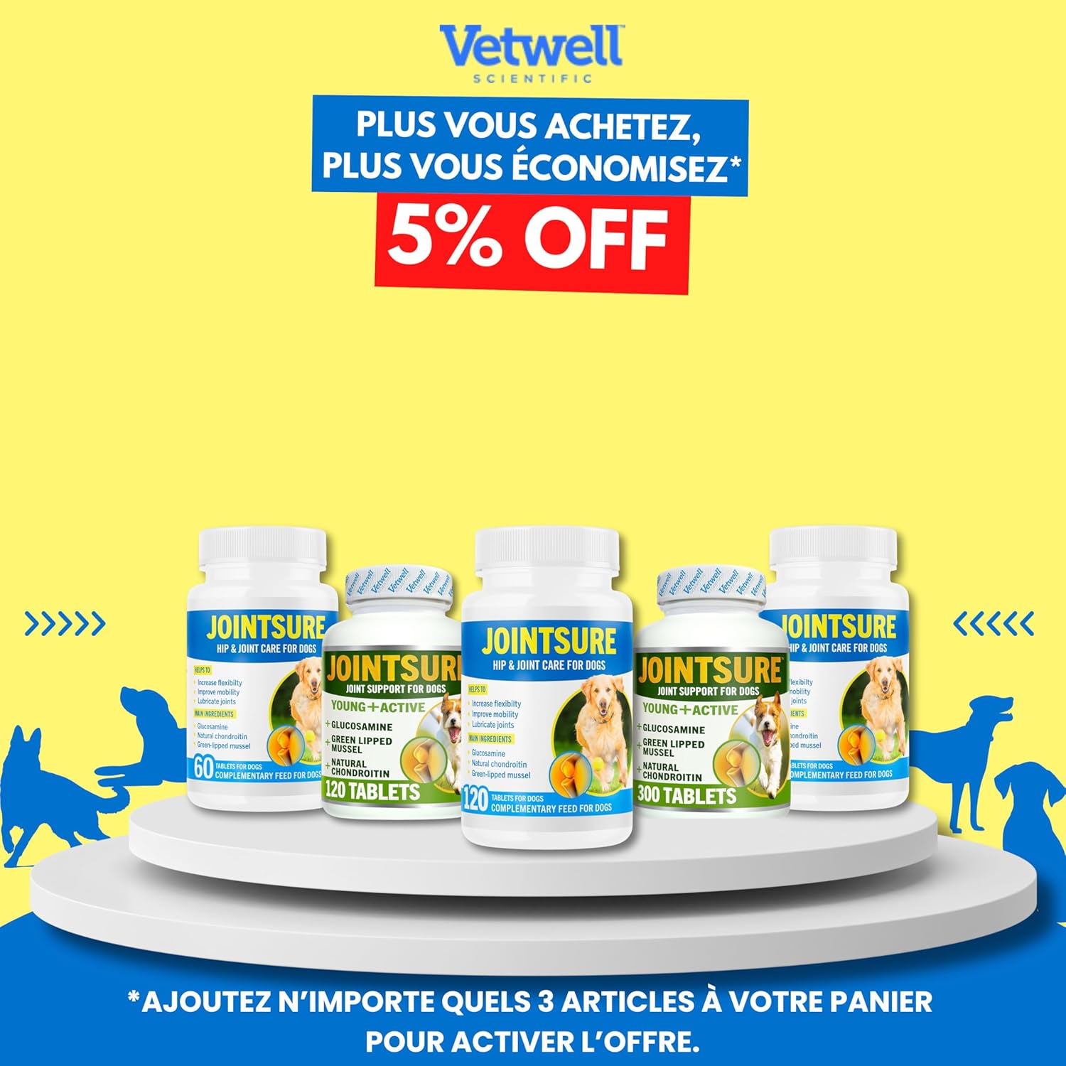 SENIOR – boite de 120 Comprimés à base de glucosamine anti-inflammatoire pour arthrose chien - moule verte - aide à la mobilité articulaire, renforce les articulations - 120 comprimés senior