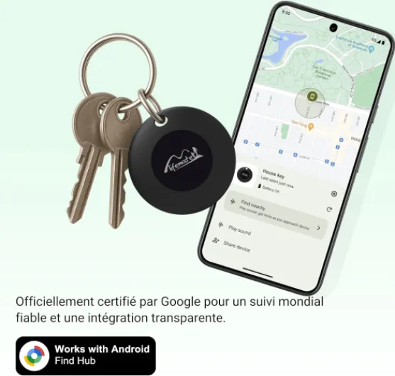 Life Tag Android 2-Pack, Bluetooth Tracker Compatible avec “Localiser de Google”, Compact Air Tag Android pour Clés, Bagages, Animaux, Child Tracker Android Étanche, Batterie Longue Durée Lot de 2 - noir