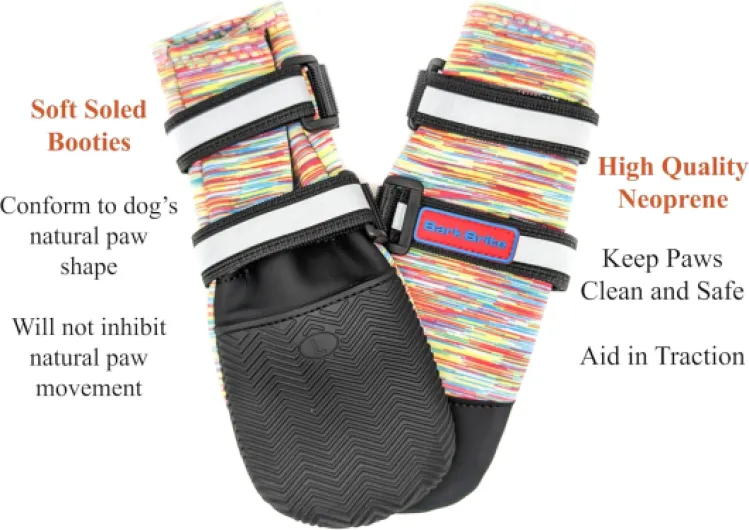 Bottes de Protection pour Chien en néoprène résistant aux intempéries avec Sangles réfléchissantes en 5 Tailles (Multicolore L) Multicolor Large