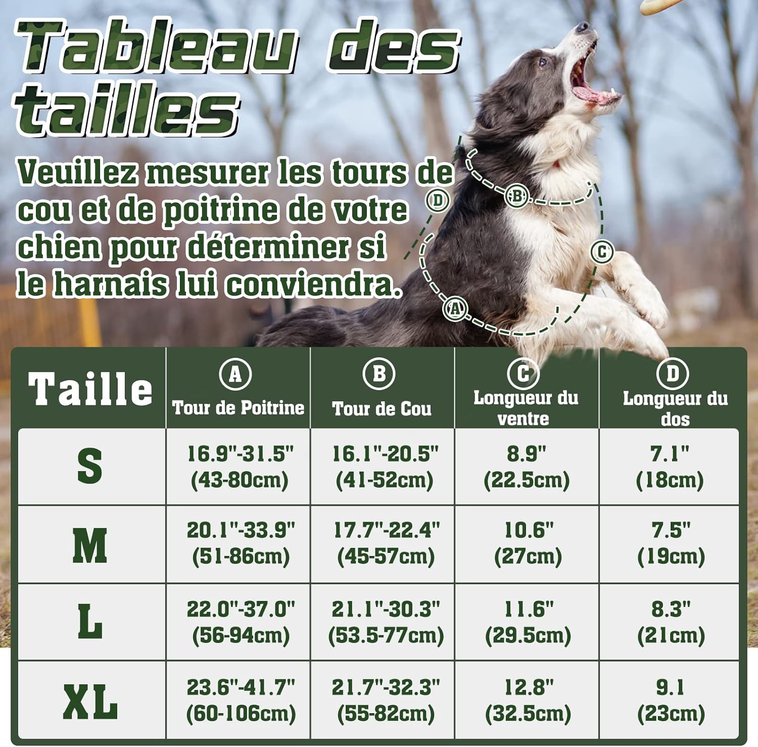 Harnais Chien Anti Traction, Tactique Réfléchissant Réglable avec Poignée et Anneaux, Gilet Solide Facile à Mettre, Militaire pour Entraînement Chasse, Vert, L L (Lot de 1) Vert