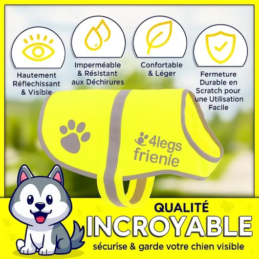 Gilet de Sécurité Réfléchissant pour Chien, 5 Tailles, Haute visibilité, activités à l’extérieur de Jour et de Nuit - Votre Chien est Visible pour empêcher Les Accidents de Voiture ou de Chasse (L)