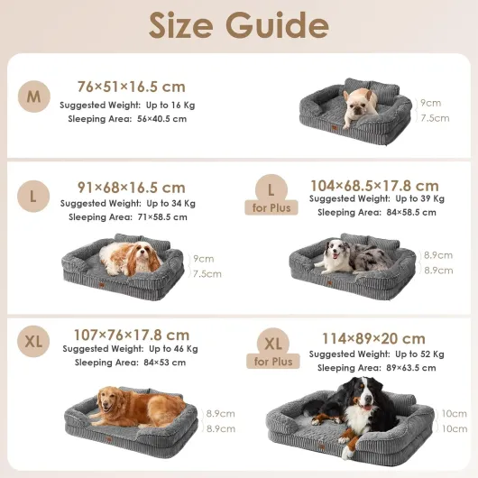 EHEYCIGA Panier Chien XXL Grande Taille Orthopédique avec Dossier Haut 107x76cm, Lit Chien à Mémoire de Forme, Canapé pour Chien Déhoussable et Lavable, Coussin Chien Imperméable, Gris Gris L 106.5 x l 76 x H 17.5 cm