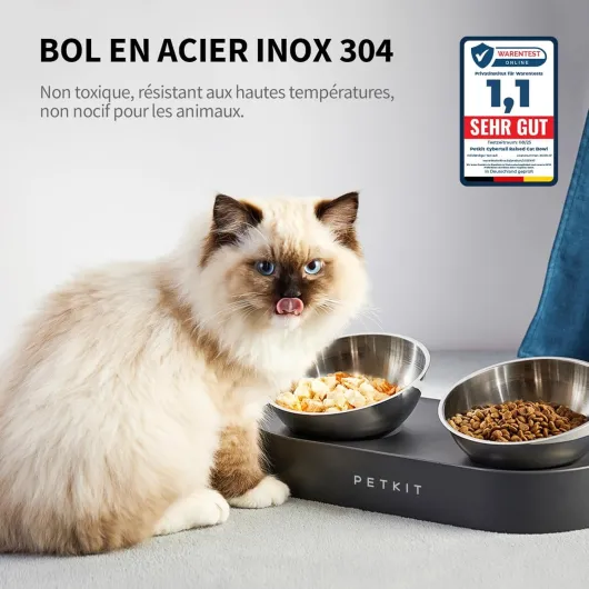 CYBERTAIL Bol Surélevé en Acier Inoxydable, Inclinés Bols de Nourriture et alimentation Antidérapants sans Déversement pr Chats et Petits Chiens Ensemble de bols