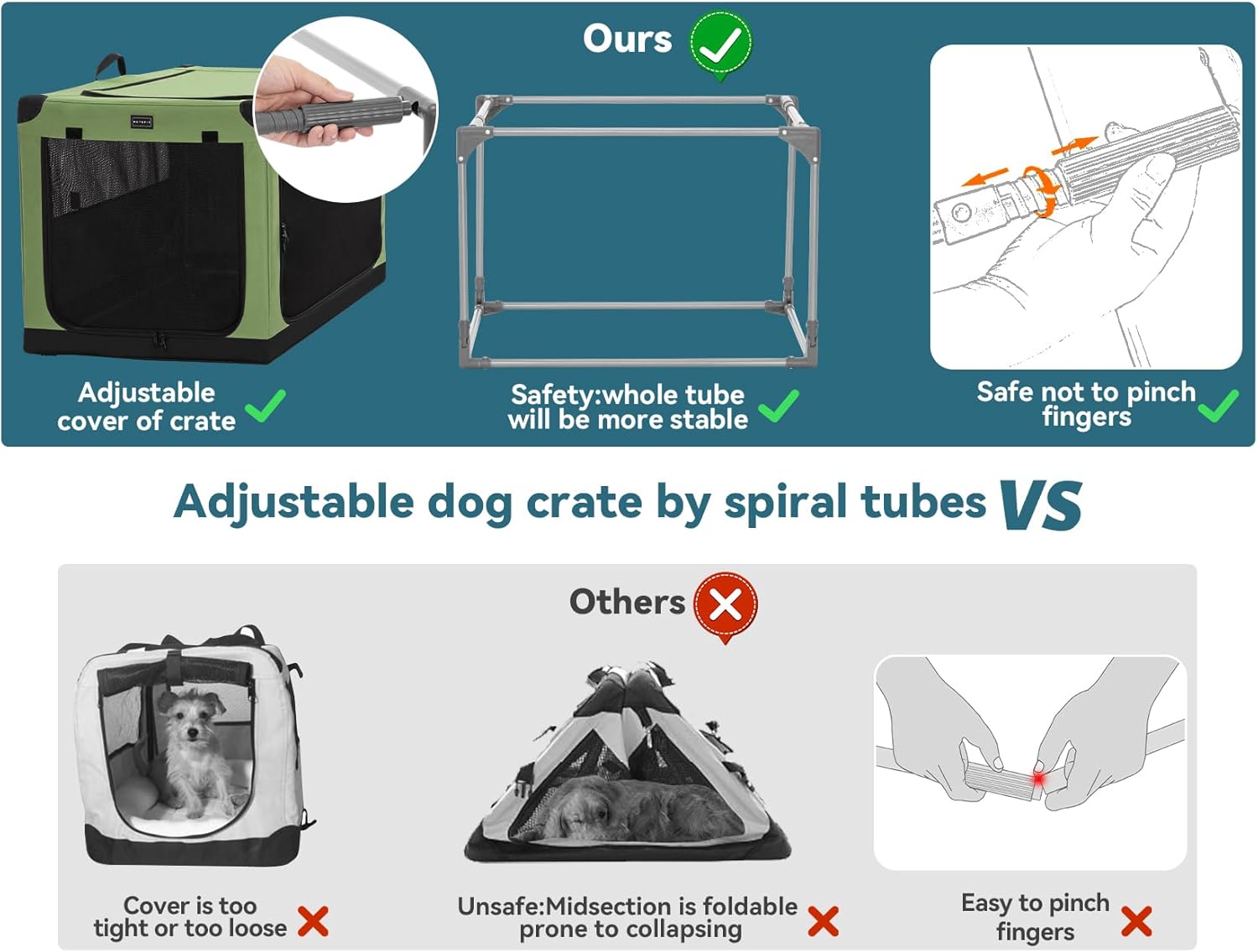 Cage pour Chien Pliable, Transport en Tissu avec Cadre en Aluminium Intégré, Caisse Réglable par Tuyau en Spirale, Vert, XL vert XL