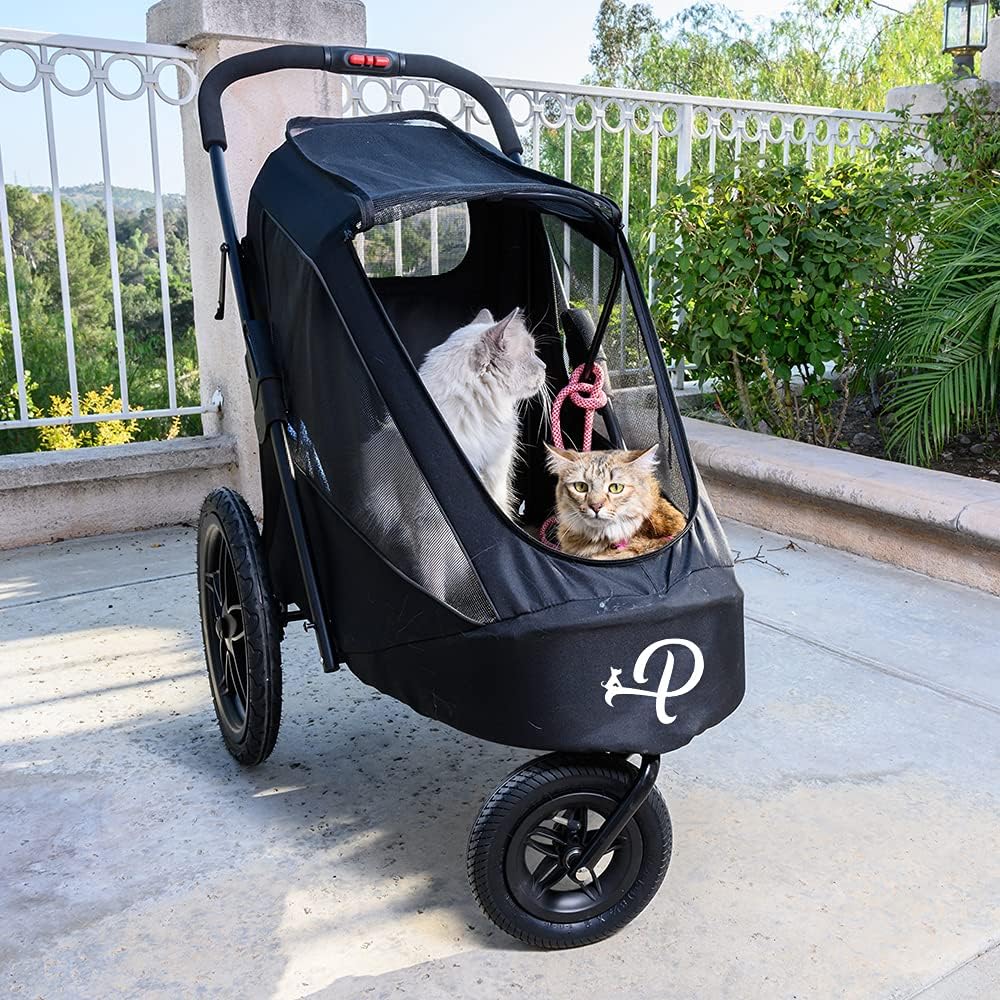 Breeze Black - Remorque de vélo de Luxe pour Chien - Jogger de Grande Taille - Pliage à Une Main - Pneus pneumatiques - Housse de Pluie Incluse - Pompe à Pneu - Adaptateur de vélo