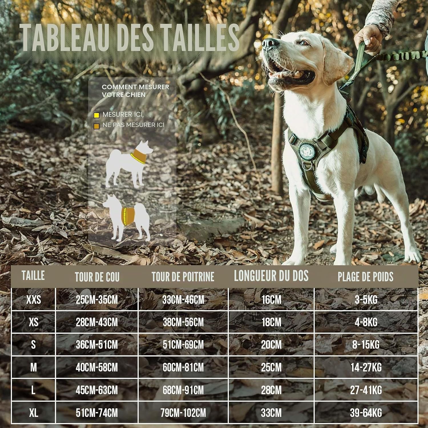Harnais Veste/Gilet De Chien Résistant à Eau en Nylon 1000D avec Molle pour Marche Randonnée Chasse Dressage Tactique Vert M